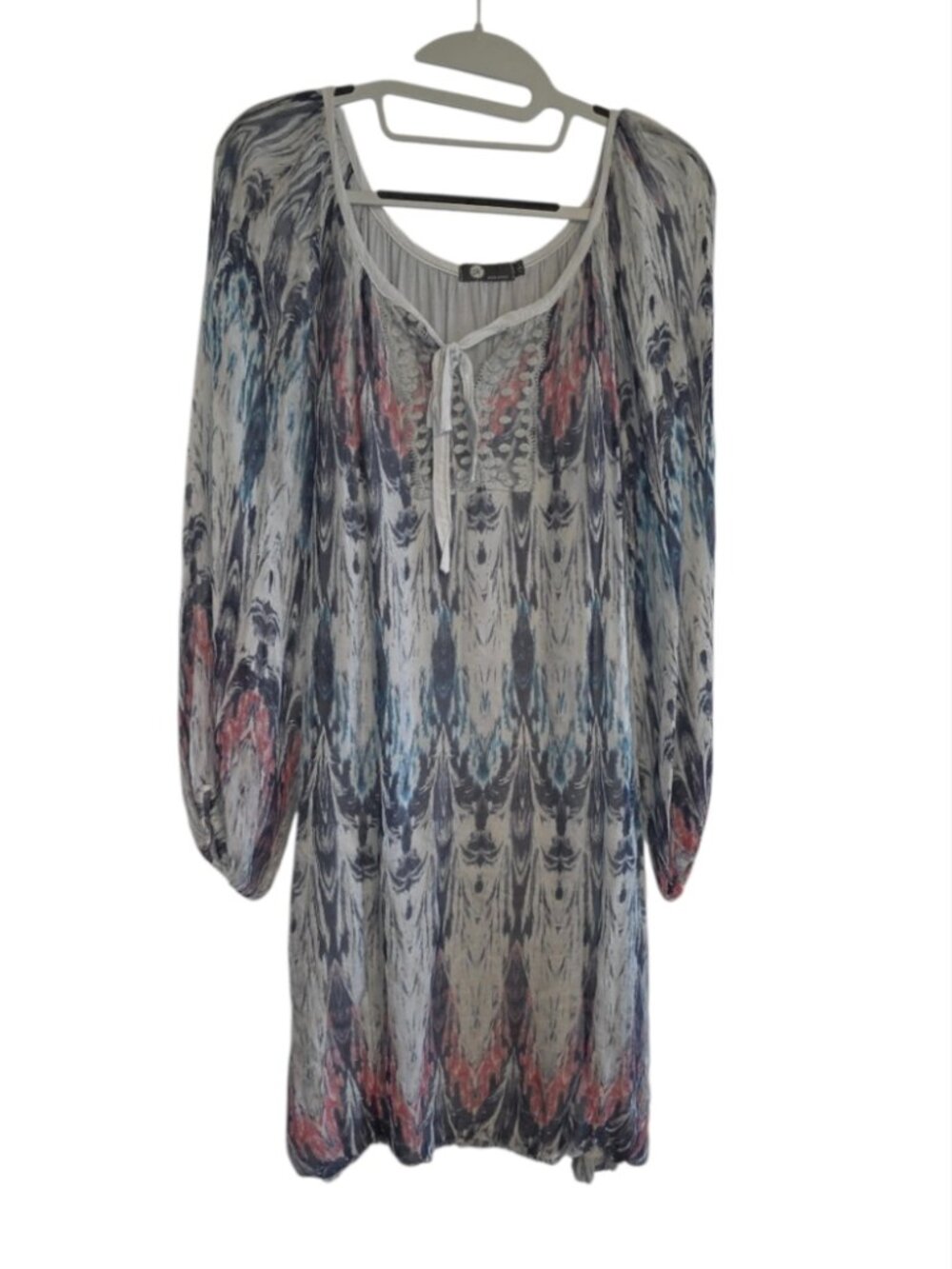 M Made in Italy Silk Blend Dress Sz S Ikat Print Boho Hippie Romantic